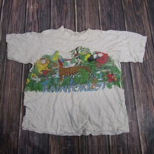 Habitat T Shirt Mens XL White Vintage 1991 Rainforest Graphic‎ Nature Tee